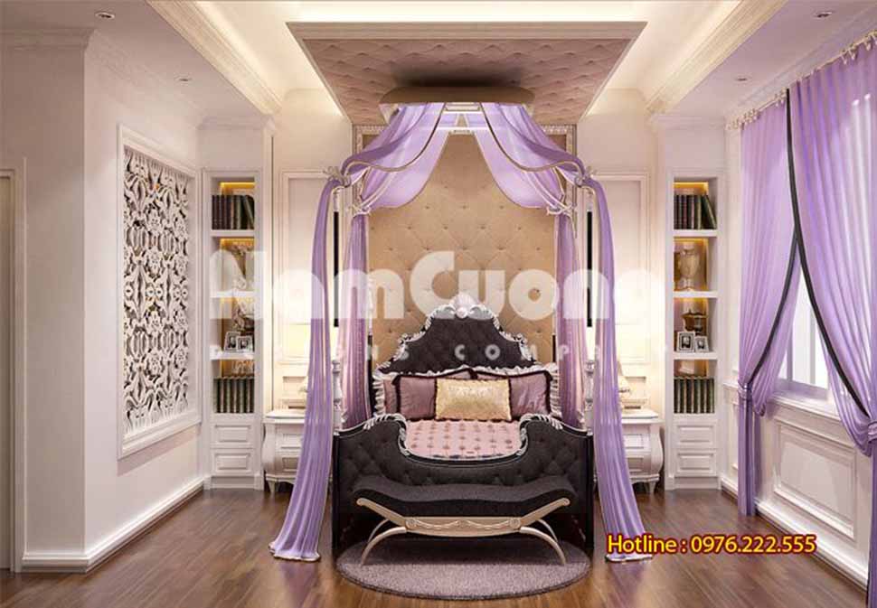 nội thất phòng ngủ màu tím