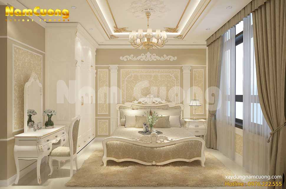 Phòng ngủ với gam màu vàng ấm cúng