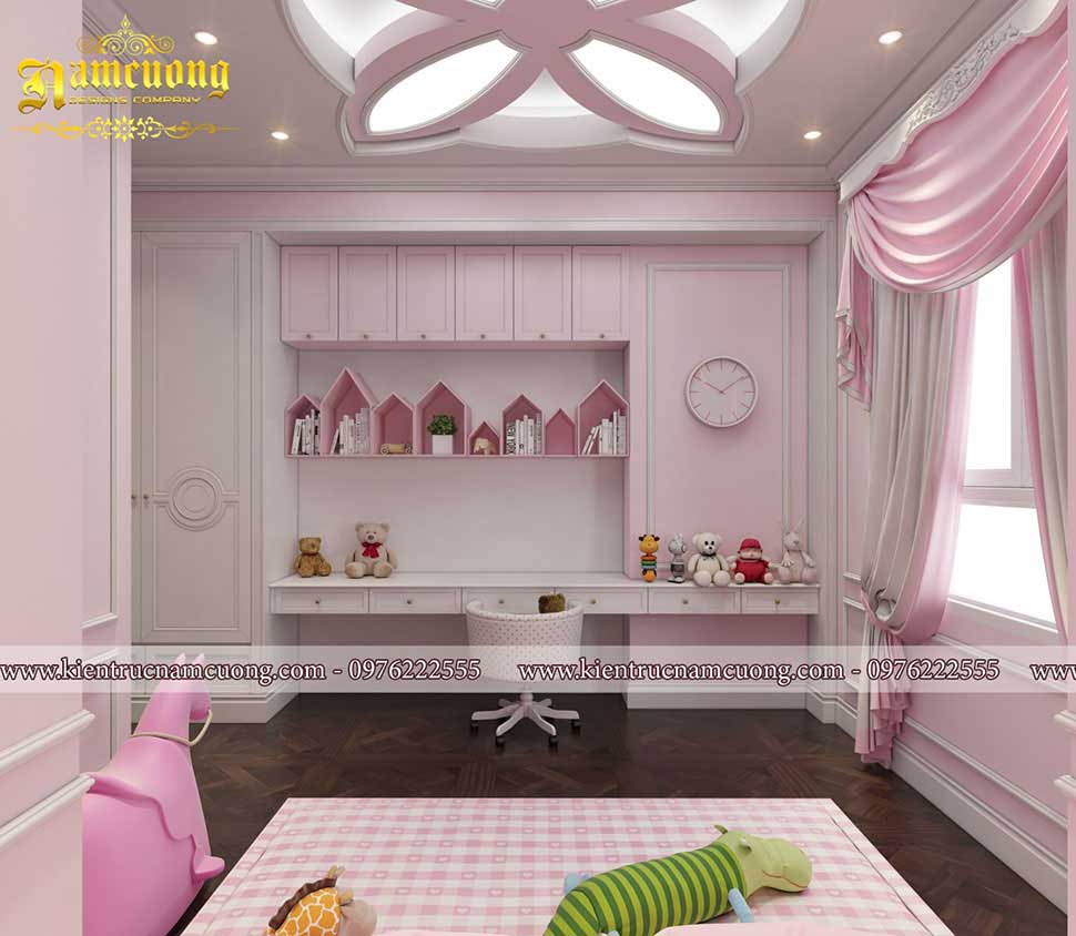 nội thất phòng ngủ bé gái màu hồng